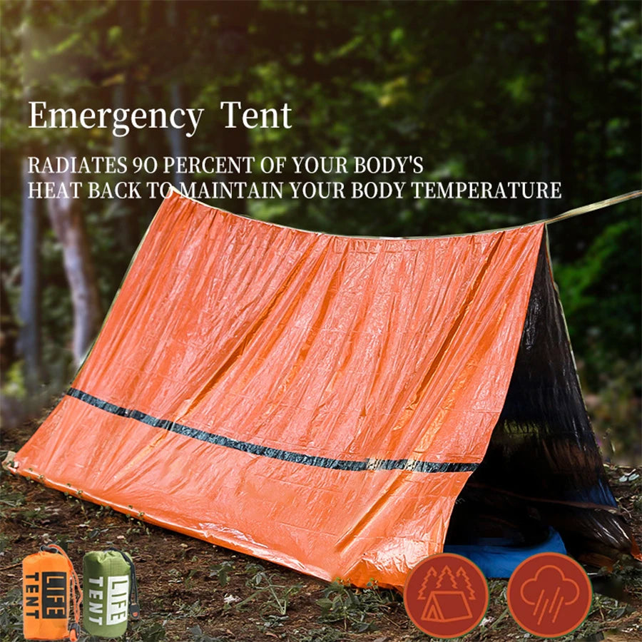Emergency Survival Tent Shelter, 2-Person Emergency Tent,  Emergent Shelter Tent, Survival Life Tarp for Outdoor, Camping Hiking