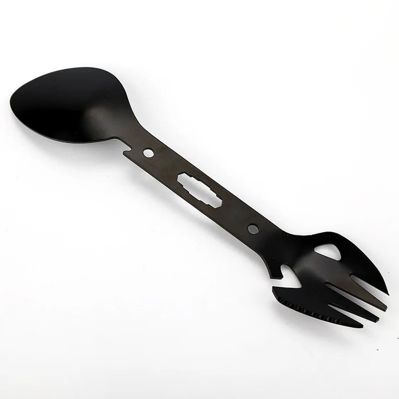 Outdoor Survival Tools 5 In 1 Camping Multi-functional EDC Kit Practical Fork Knife Spoon Bottle/Can Opener