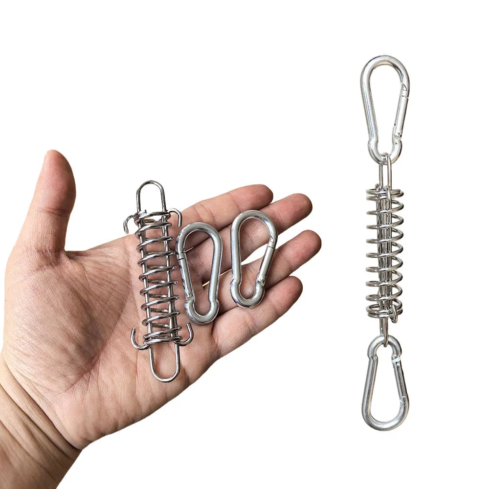 4/6Pcs Camping Tent Wind Rope Spring Buckle Tent Tensioner Camping Deck Pegs with Carabiner Clips Awning Tightener Fixed Hook