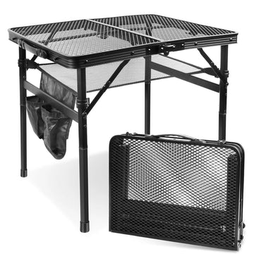 Camping Table with Mesh Desktop, Lightweight & Folding Grill Table, Outdoor Table for Camp, Cooking, BBQ, RV, Picnic ﻿